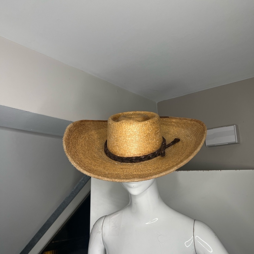 LA GUADALUPANA Tight Weave Braided Suede Strap Mexican Sombrero Wide Brim Hat